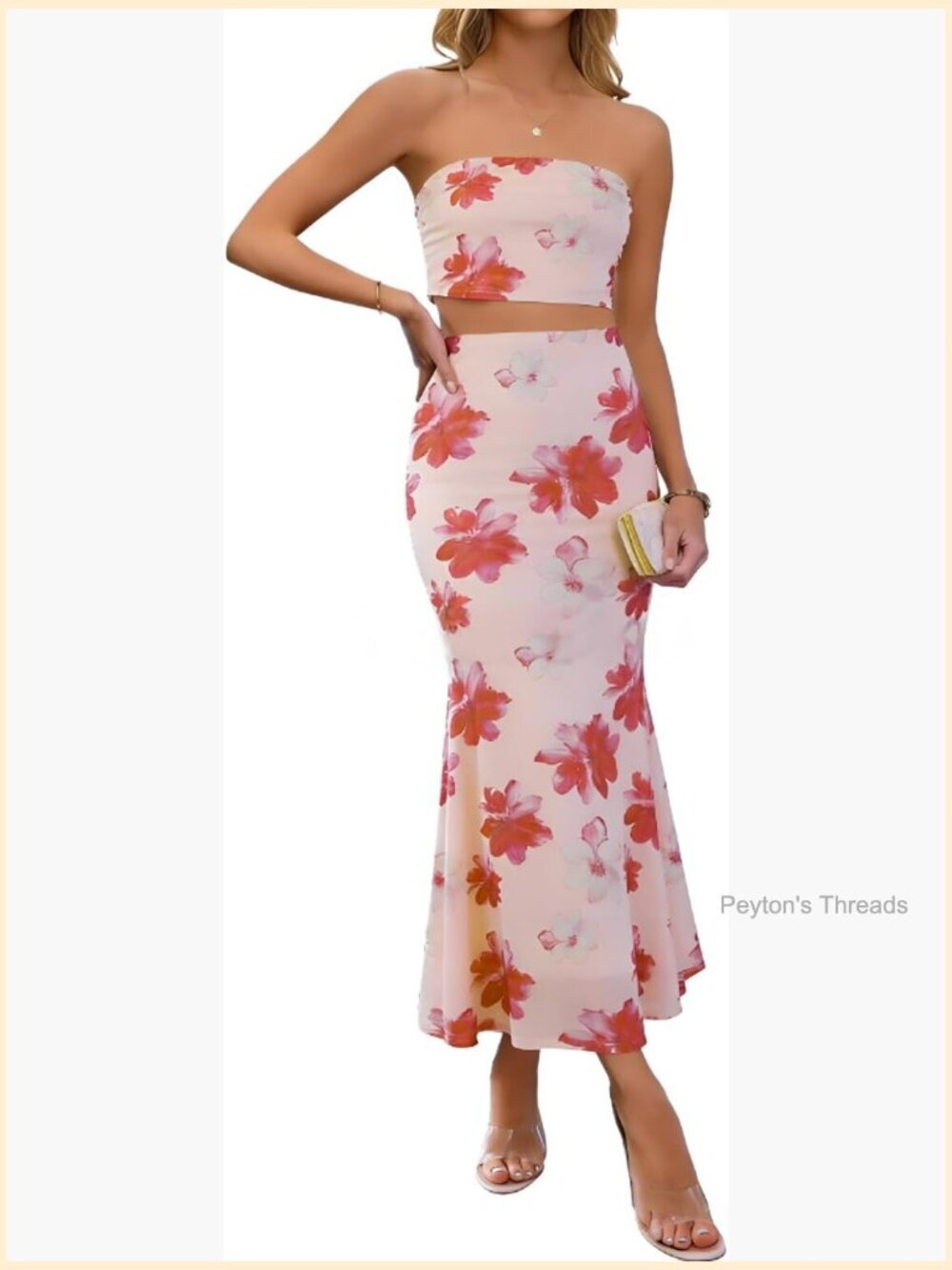 2 Piece Skirt Set Sleeveless Tube Top Bodycon Maxi Skirt Vacation Outfits